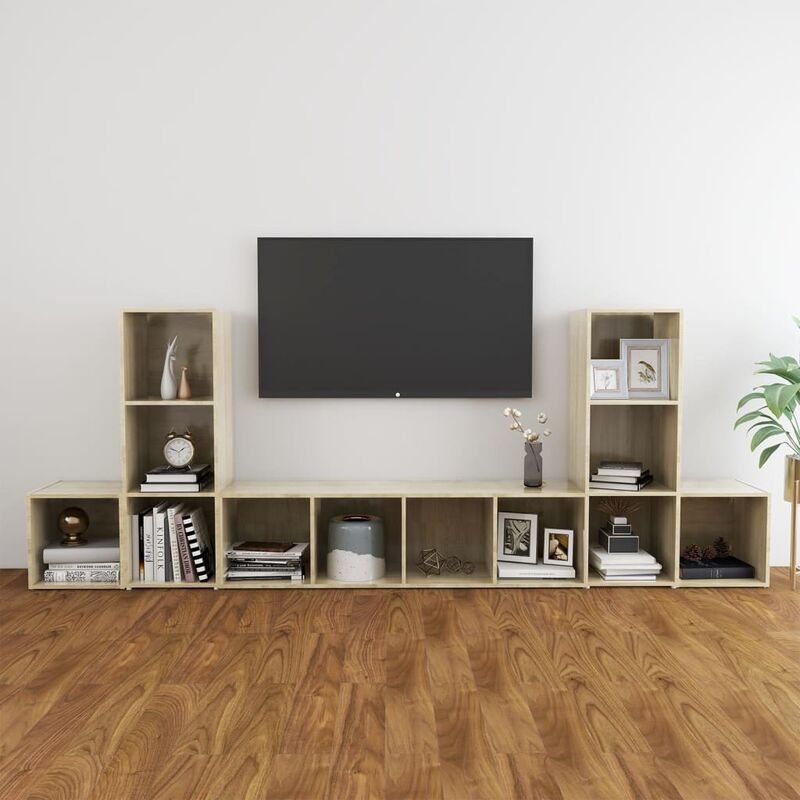 

Muebles de pared de TV 5 pzas aglomerado color roble Sonoma