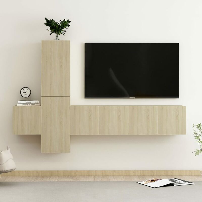 

Muebles de pared de TV 5 pzas aglomerado color roble Sonoma