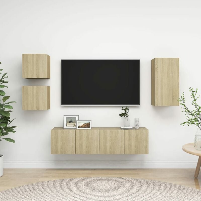 

Muebles de pared de TV 5 pzas aglomerado color roble Sonoma