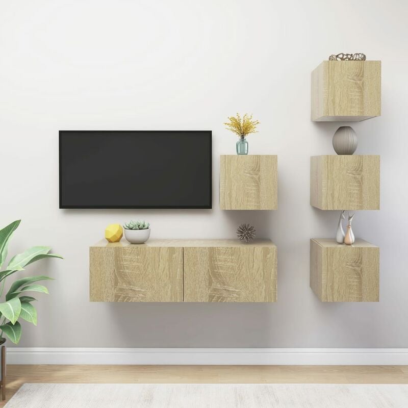 

Muebles de pared de TV 5 pzas aglomerado color roble Sonoma