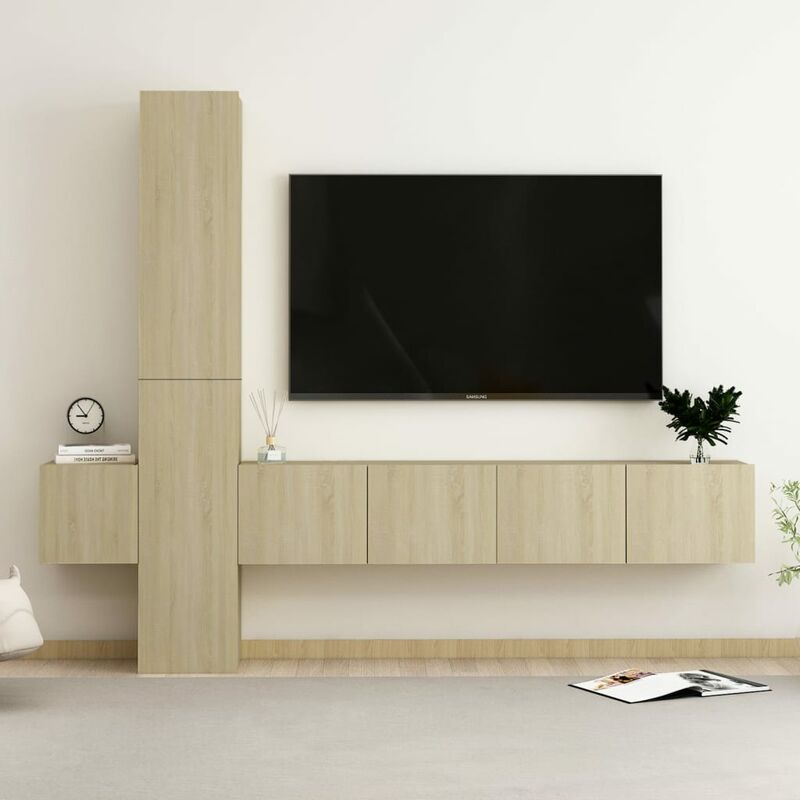 

Muebles de pared de TV 5 pzas aglomerado color roble Sonoma