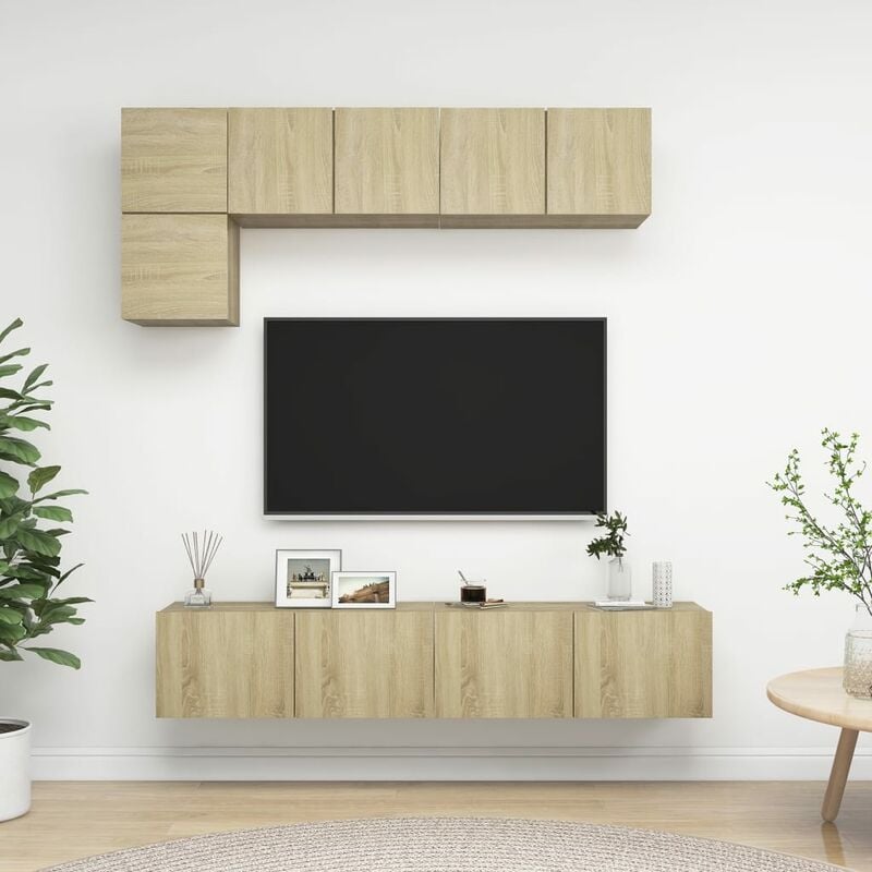 

Muebles de pared de TV 5 pzas aglomerado color roble Sonoma