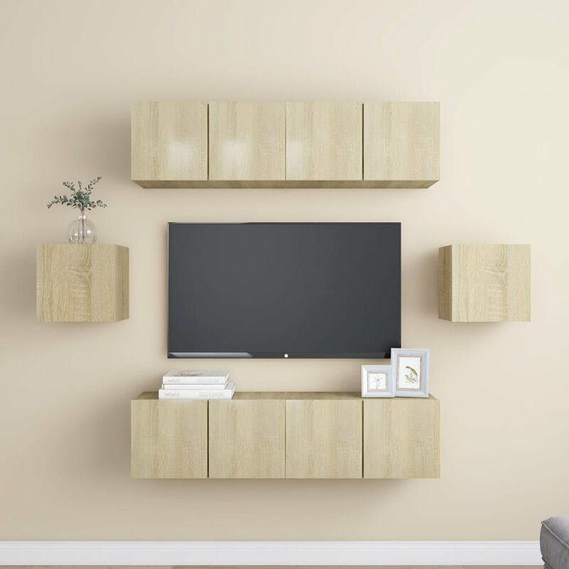 

Muebles de pared de TV 6 pzas aglomerado color roble Sonoma