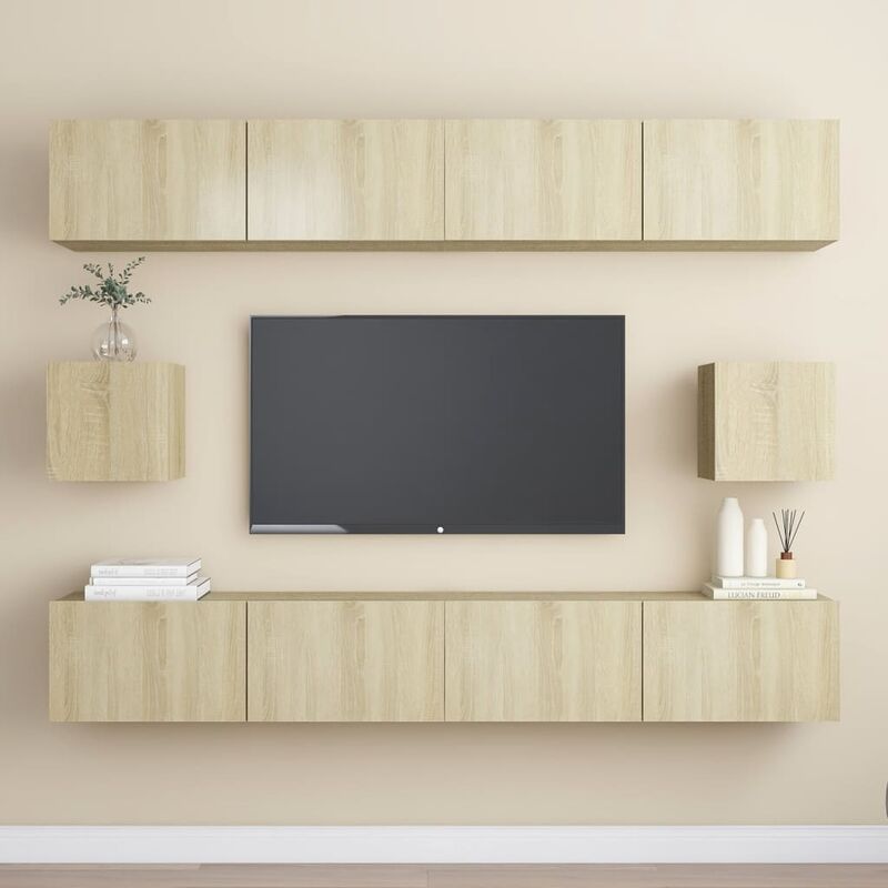 

Muebles de pared de TV 6 pzas aglomerado color roble Sonoma