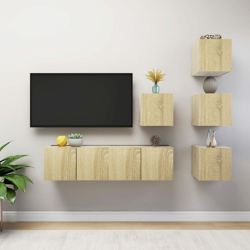 

Muebles de pared de TV 6 pzas aglomerado color roble Sonoma