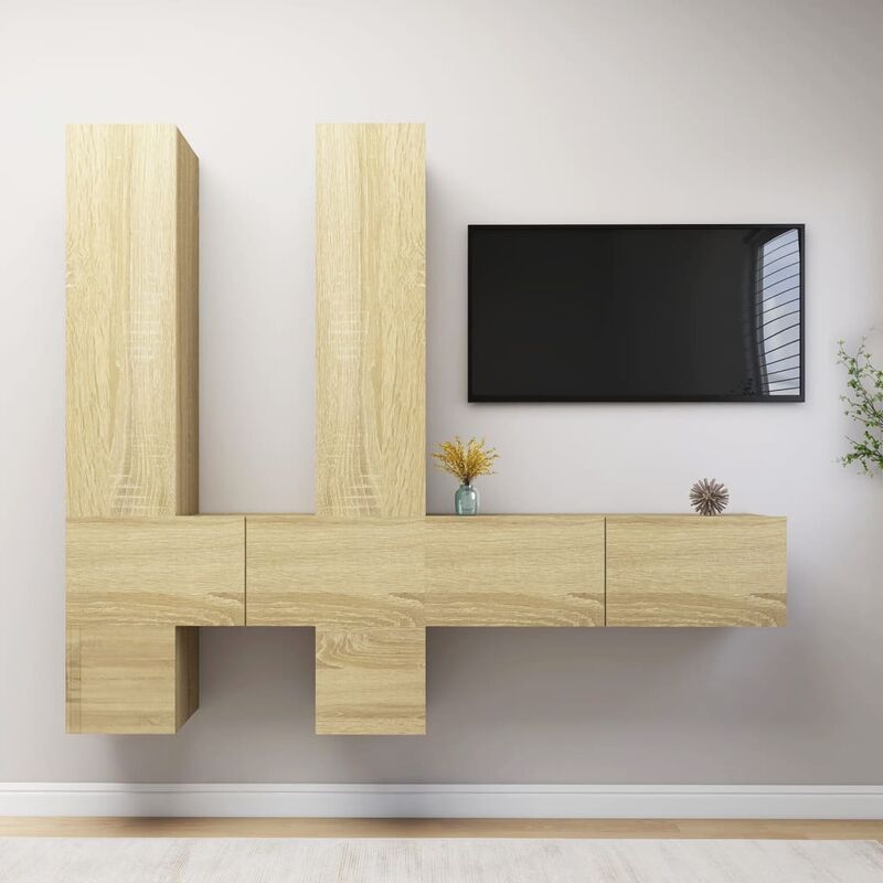 

Muebles de pared de TV 6 pzas aglomerado color roble Sonoma