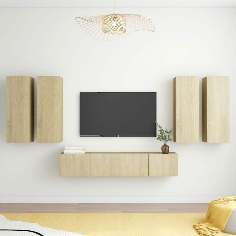 

Muebles de pared de TV 6 pzas aglomerado color roble Sonoma