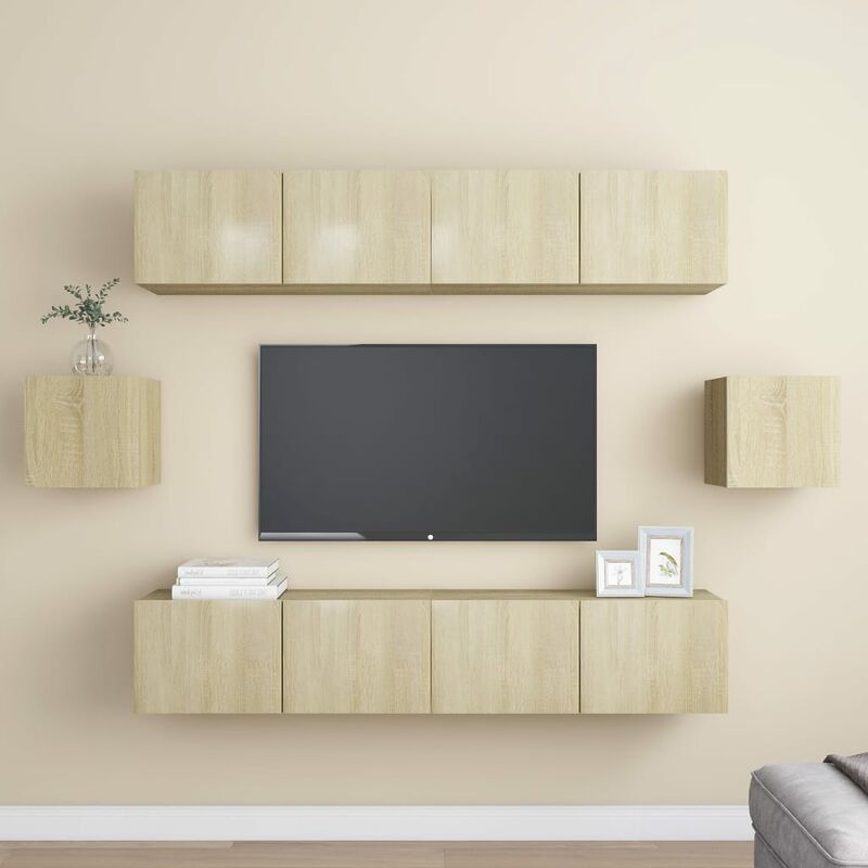 

BHD - Muebles de pared de TV 6 pzas aglomerado color roble Sonoma