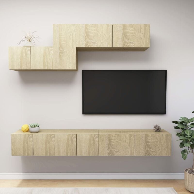 

Muebles de pared de TV 6 pzas aglomerado color roble Sonoma