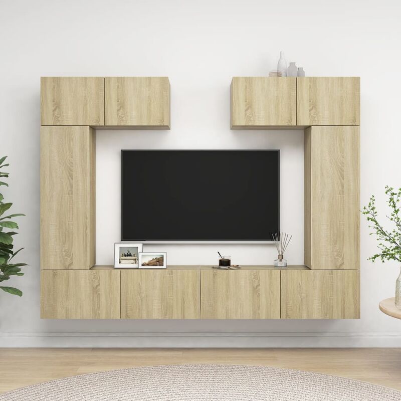 

Muebles de pared de TV 6 pzas aglomerado color roble Sonoma