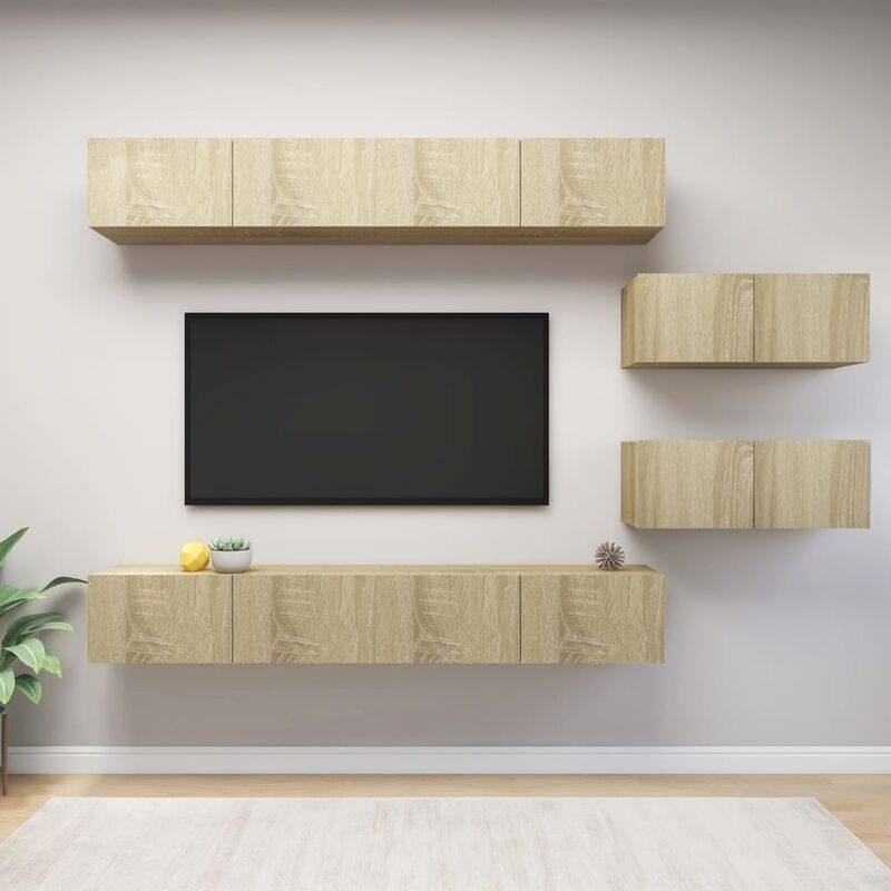 

Muebles de pared de TV 6 pzas aglomerado color roble Sonoma