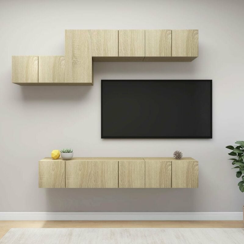 

Muebles de pared de TV 7 pzas aglomerado color roble Sonoma