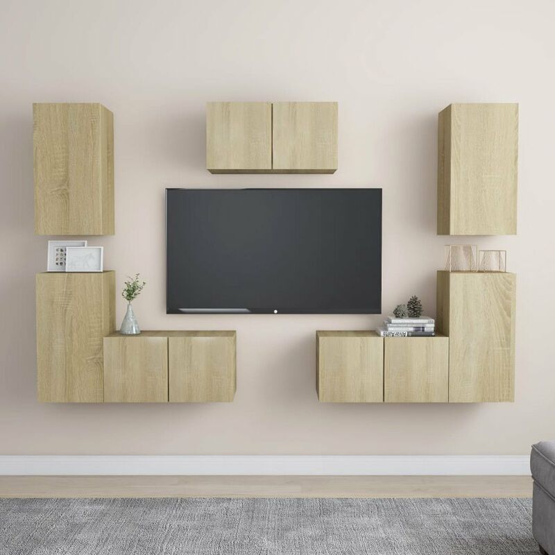 

Muebles de pared de TV 7 pzas aglomerado color roble Sonoma