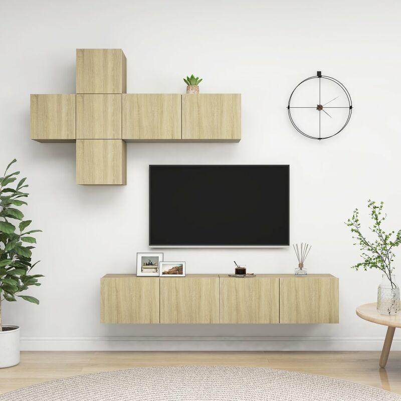 

Muebles de pared de TV 7 pzas aglomerado color roble Sonoma