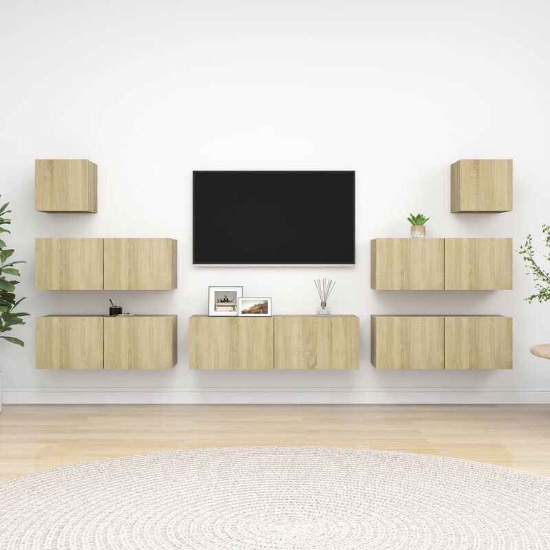 

Muebles de pared de TV 7 pzas aglomerado color roble Sonoma