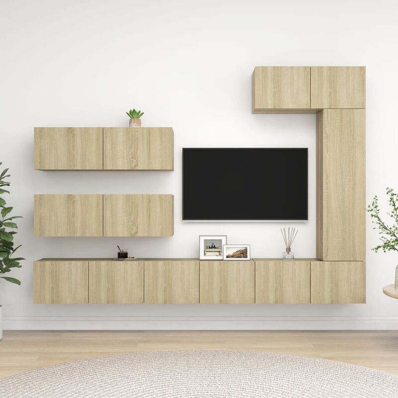 

Muebles de pared de TV 7 pzas aglomerado color roble Sonoma