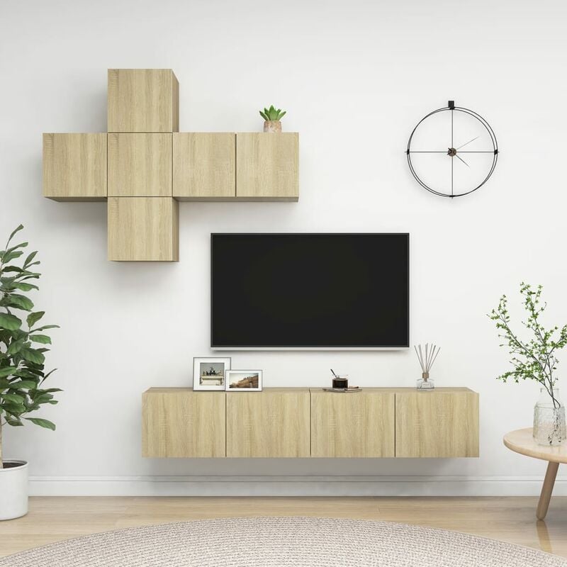 

Muebles de pared de TV 7 pzas aglomerado color roble Sonoma