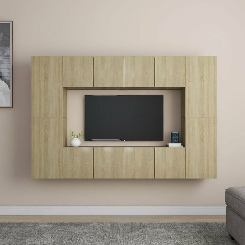 

Muebles de pared de TV 8 pzas aglomerado color roble Sonoma