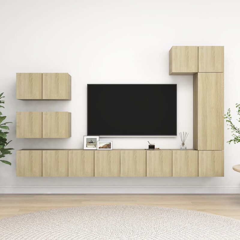 

Muebles de pared de TV 8 pzas aglomerado color roble Sonoma
