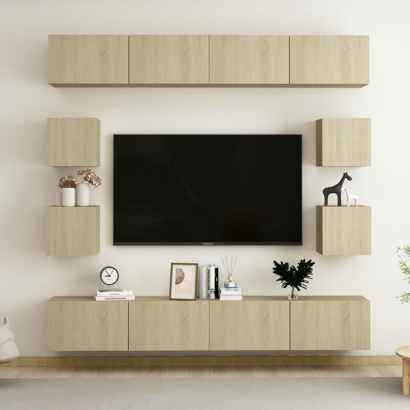 

Muebles de pared de TV 8 pzas aglomerado color roble Sonoma