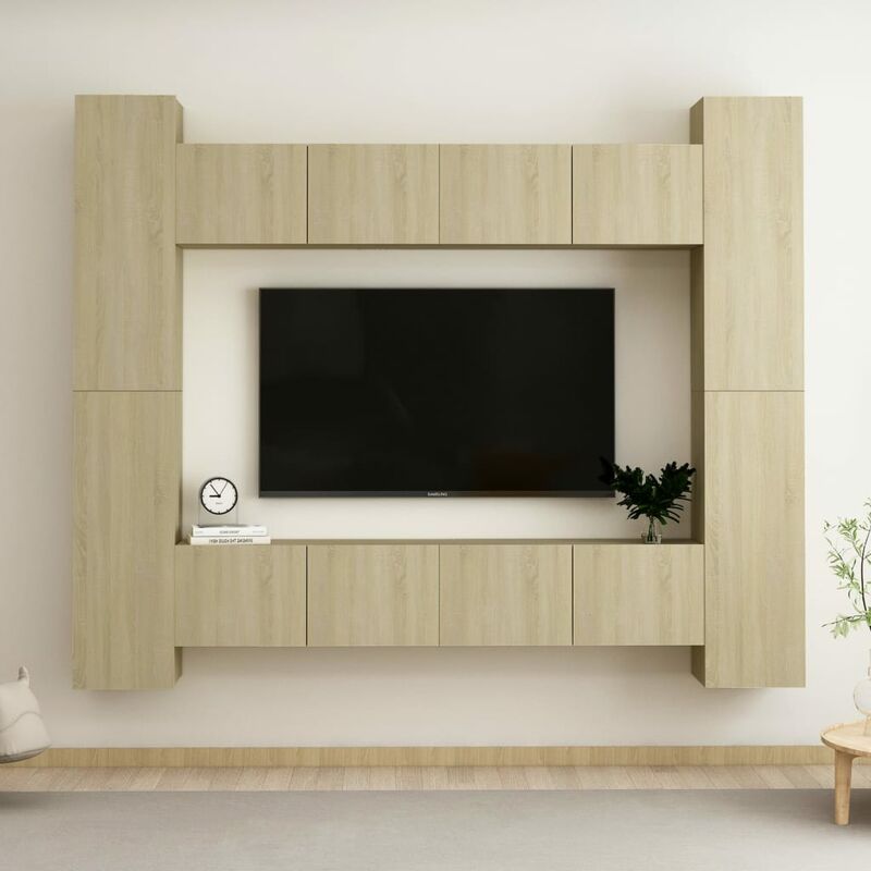 

Muebles de pared de TV 8 pzas aglomerado color roble Sonoma