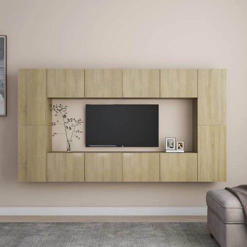 

Muebles de pared de TV 8 pzas aglomerado color roble Sonoma