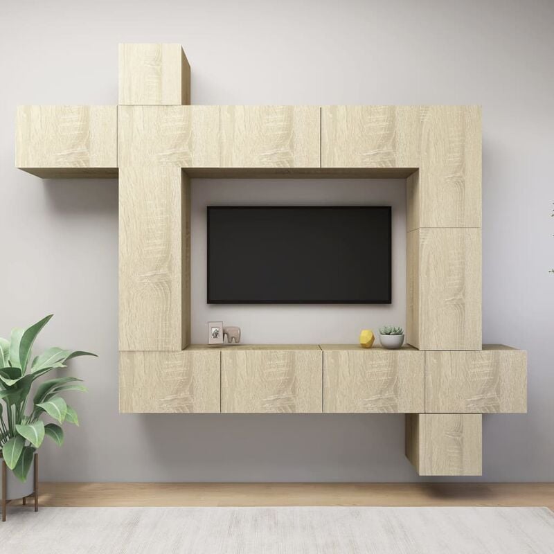 

Muebles de pared de TV 9 pzas aglomerado color roble Sonoma