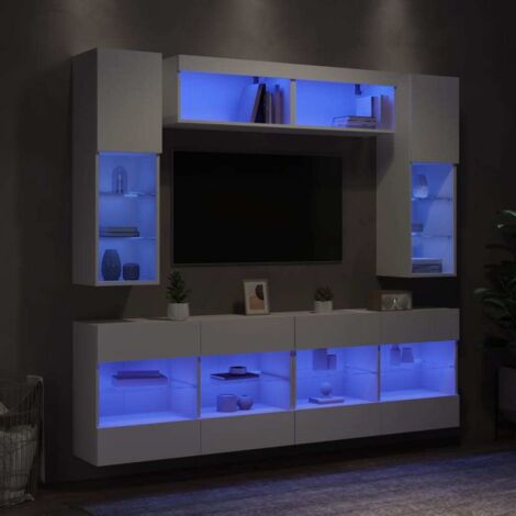 Muebles de pared de TV con luces LED 6 piezas blanco vidaXL