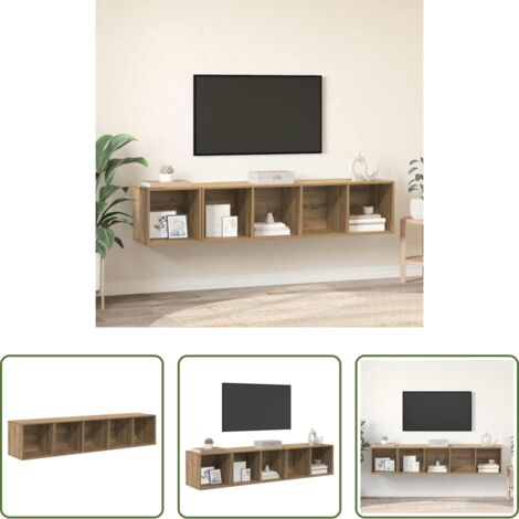 Muebles de pared -  Juego de muebles de TV 2 pcs Roble artesanal
