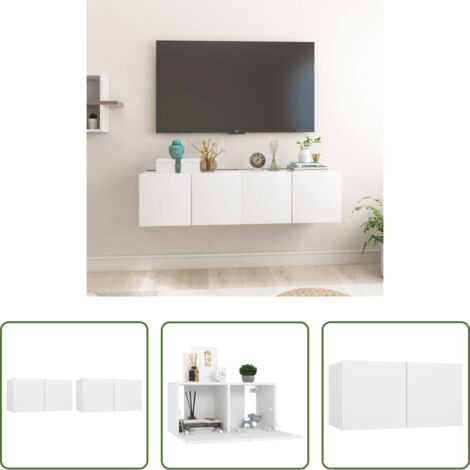 Muebles de pared -  Muebles colgantes de TV 2 unidades blanco 60x30x30 cm