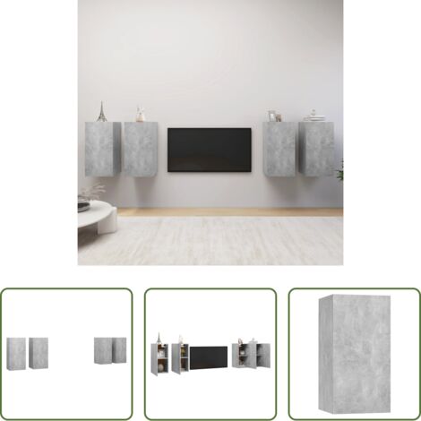 Muebles de pared -  Muebles de salón 4 pzas gris hormigón 30,5x30x60 cm