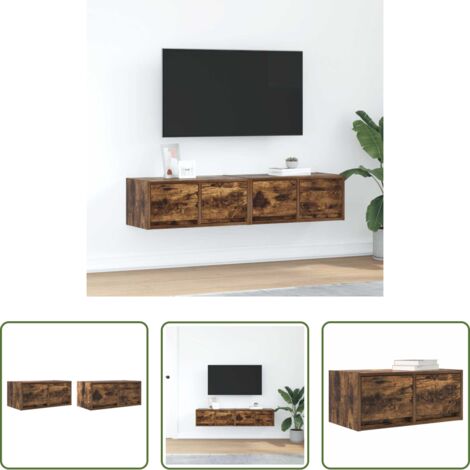 Muebles de pared -  Muebles de TV 2 uds madera ingeniería color roble 60x31x25,5 cm
