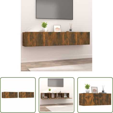 Muebles de pared -  Muebles de TV 2 uds madera ingeniería color roble 80x30x30 cm