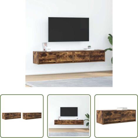 Muebles de pared -  Muebles de TV 2 uds madera ingeniería color roble 80x31x25,5 cm