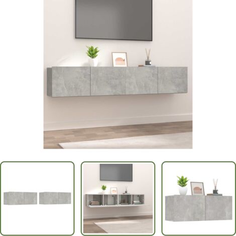 Muebles de pared -  Muebles de TV 2 uds madera ingeniería gris hormigón 80x30x30 cm