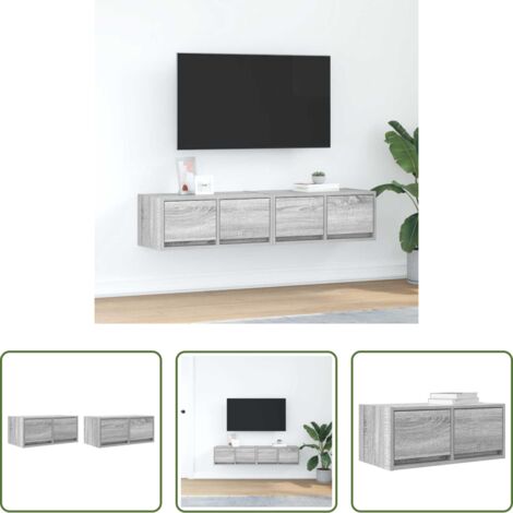 Muebles de pared -  Muebles de TV 2 uds madera ingeniería gris Sonoma 60x31x25,5 cm