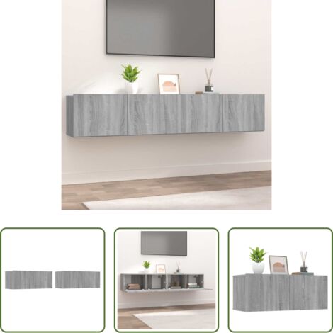 Muebles de pared -  Muebles de TV 2 uds madera ingeniería gris Sonoma 80x30x30 cm