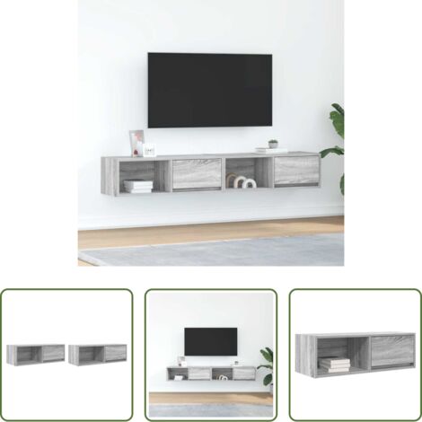 Muebles de pared -  Muebles de TV 2 uds madera ingeniería gris Sonoma 80x31x25,5 cm