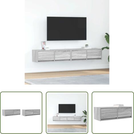 Muebles de pared -  Muebles de TV 2 uds madera ingeniería gris Sonoma 80x31x25,5 cm