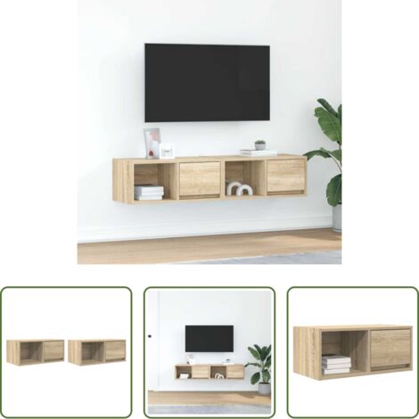 Muebles de pared -  Muebles de TV 2 uds madera ingeniería roble Sonoma 60x31x25,5cm
