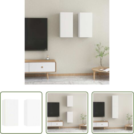 Muebles de pared -  Muebles para TV 2 uds madera contrachapada blanco 30,5x30x60 cm