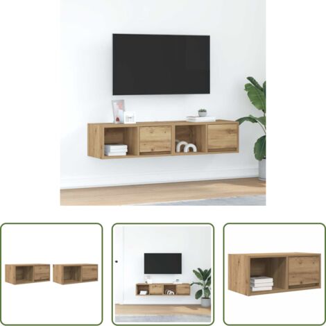 Muebles de pared -  Muebles para TV 2 uds madera roble artisan 60x31x25,5 cm