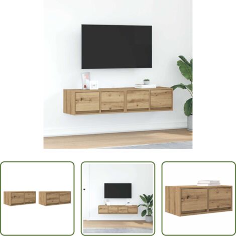 Muebles de pared -  Muebles para TV 2 uds madera roble artisan 60x31x25,5 cm