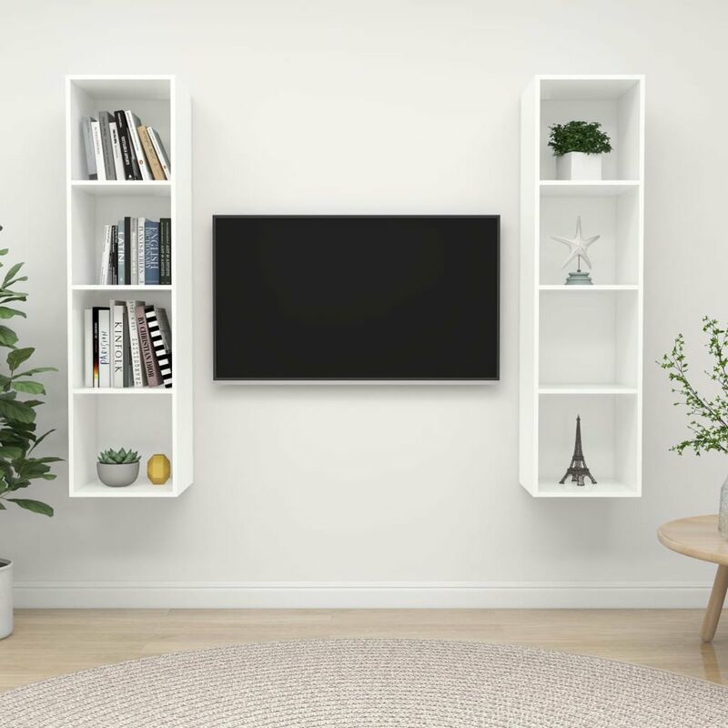 

Muebles de pared para TV 2 uds aglomerado blanco
