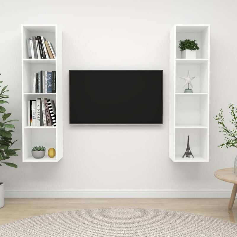 

Muebles de pared para TV 2 uds aglomerado blanco