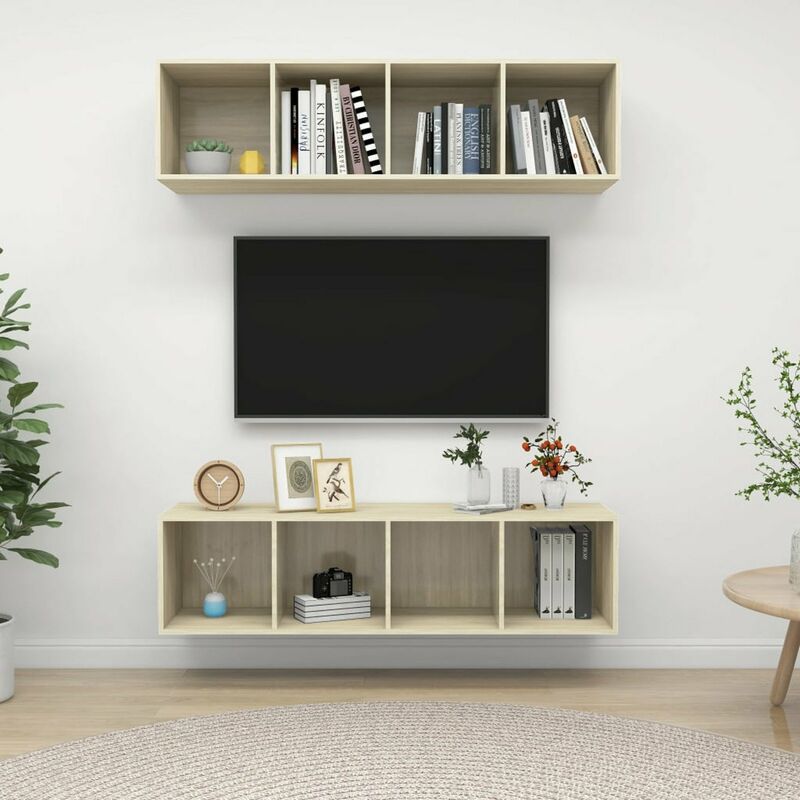 

Muebles de pared para TV 2 uds aglomerado color roble Sonoma