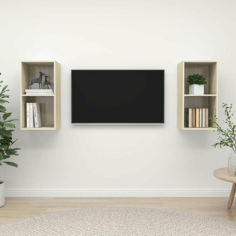 

Muebles de pared para TV 2 uds aglomerado color roble Sonoma