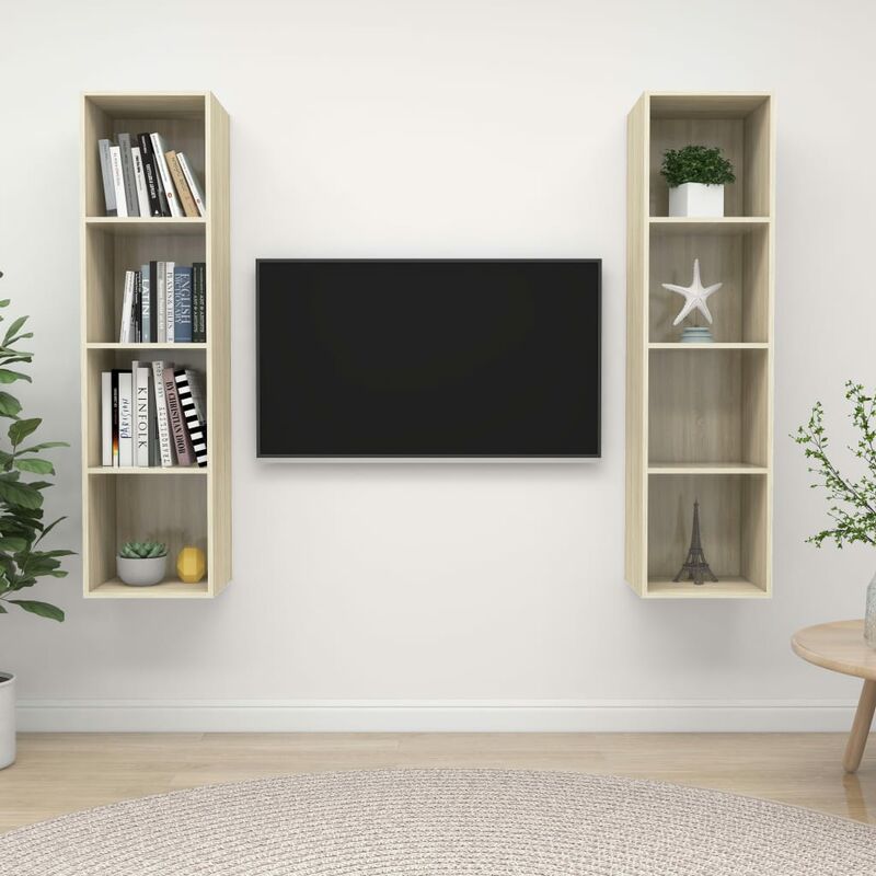 

Muebles de pared para TV 2 uds aglomerado color roble Sonoma