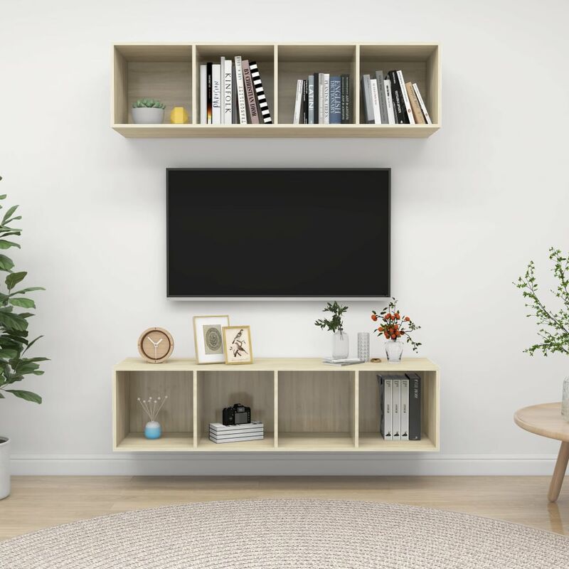 

Muebles de pared para TV 2 uds aglomerado color roble Sonoma