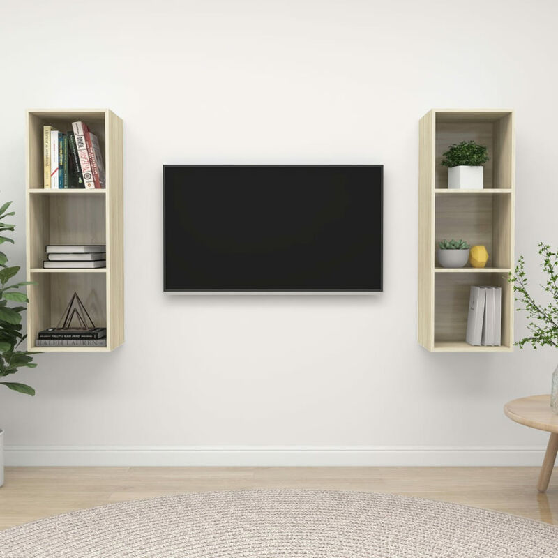 

Muebles de pared para TV 2 uds aglomerado color roble Sonoma